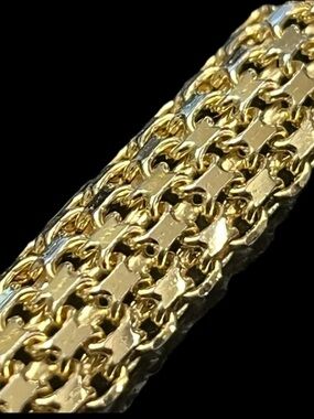 18k gold Technibond vintage estate diamond cut Bismark statement bracelet HSN